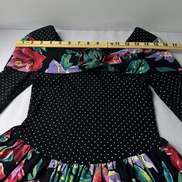 Amy Too! Girl’s Size 7 3/4 Sleeve Dress In Polka Dot Floral Skirt With Tulle. - Picture 7 of 14